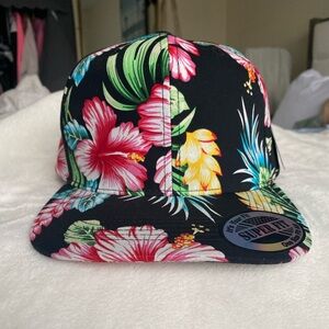 Baseball Hawaiian Floral Men's Hat - Black and Hibiscus 🌺